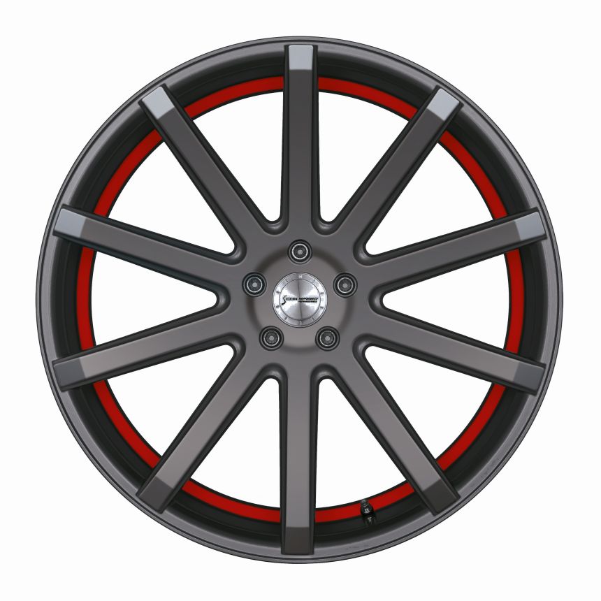 DEVILLE Gunmetal/ undercut Color Trim rot 9x20